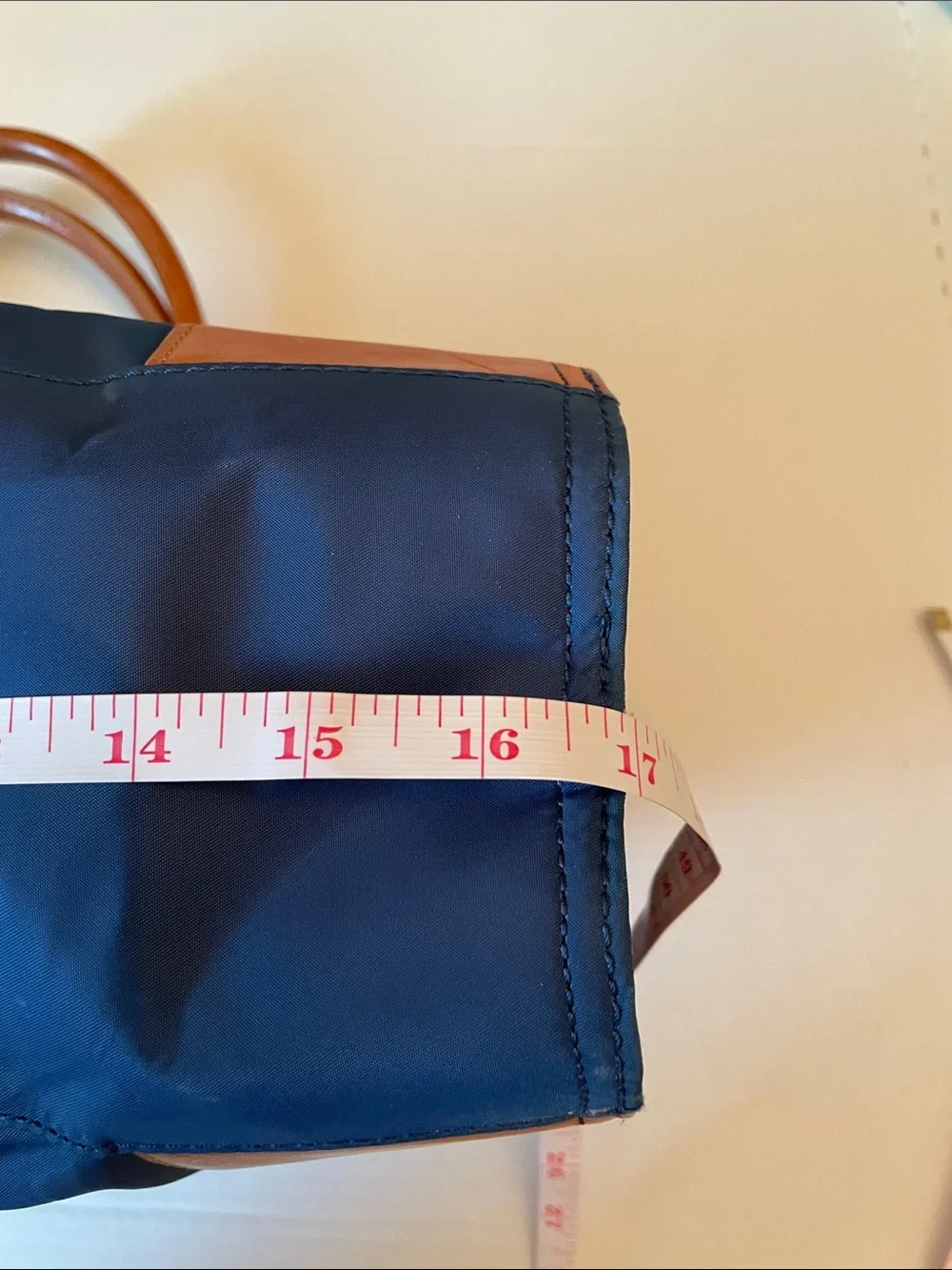 Tory Burch Navy and Cognac Leather Logo Tote